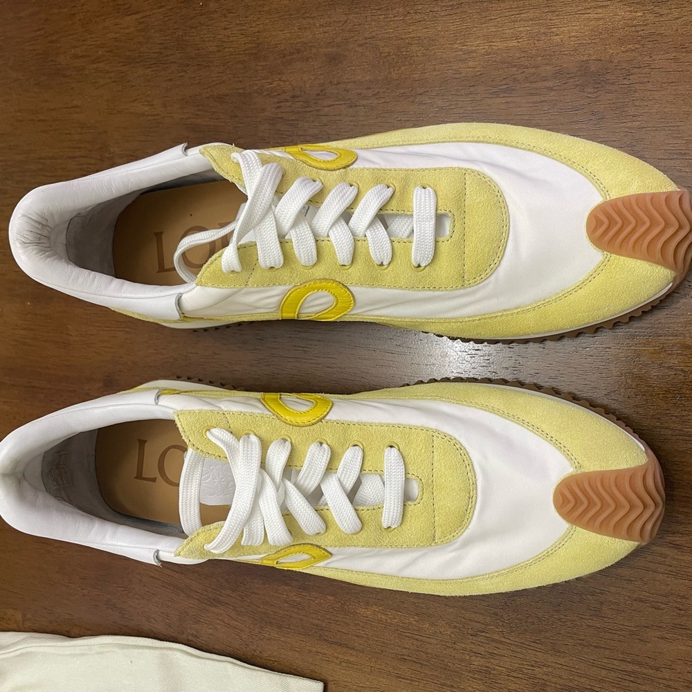 Loewe Yellow and White Suede Runner Sneakers - Picture 3 of 8